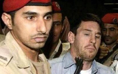 Loucura na Arábia, Messi é protegido com arma na cara
