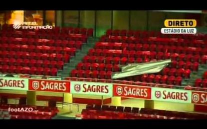 Benfica-Sporting adiado: Lã de vidro e placas metálicas caem da cobertura do Estádio da Luz