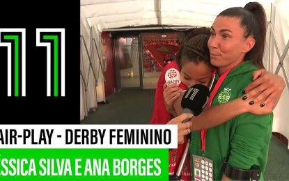 Jéssica Silva e Ana Borges abraçam-se depois do derby feminino!