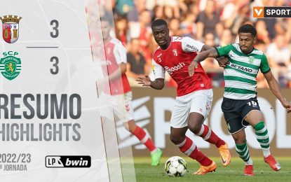 Highlights | Resumo: SC Braga 3-3 Sporting (Liga 22/23 #1)