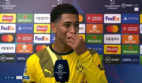 Vídeo: A reação de Jude Bellingham quando percebeu que o City só fez o 1.º remate à baliza do Dortmund aos 80′