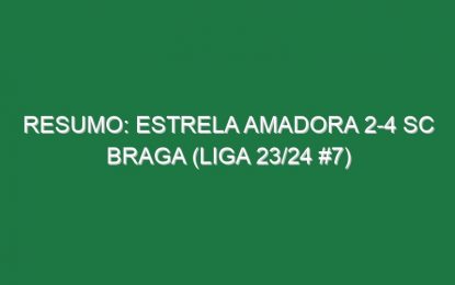 Resumo: Estrela Amadora 2-4 SC Braga (Liga 23/24 #7)