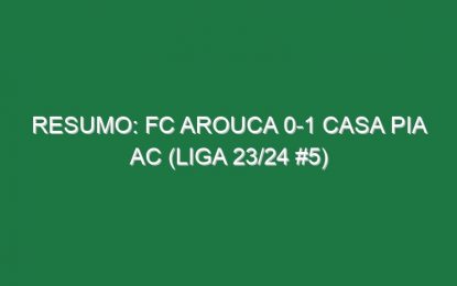 Resumo: FC Arouca 0-1 Casa Pia AC (Liga 23/24 #5)