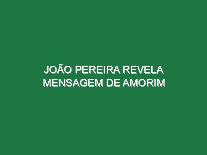 João Pereira revela mensagem de Amorim
