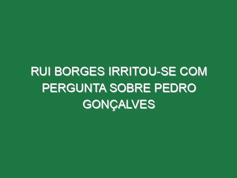 Rui Borges irritou-se com pergunta sobre Pedro Gonçalves