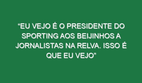 “Eu vejo é o presidente do Sporting aos beijinhos a jornalistas na relva. Isso é que eu vejo”