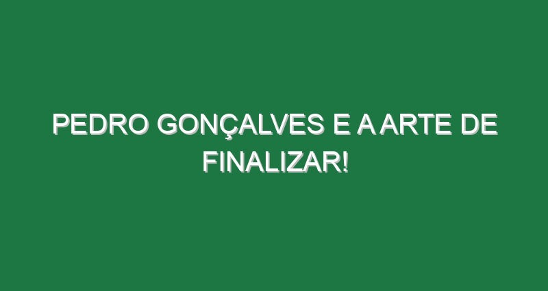 PEDRO GONÇALVES e a ARTE DE FINALIZAR!