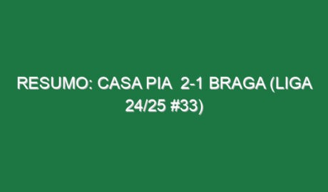 Resumo: Casa Pia  2-1 Braga (Liga 24/25 #33)