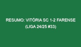 Resumo: Vitória SC 1-2 Farense (Liga 24/25 #33)