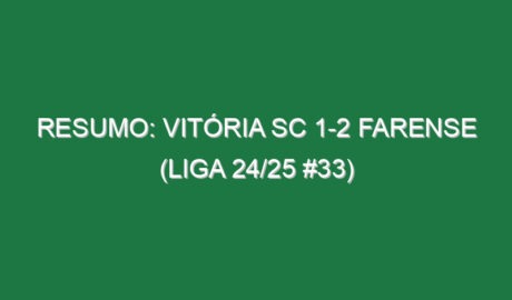 Resumo: Vitória SC 1-2 Farense (Liga 24/25 #33)