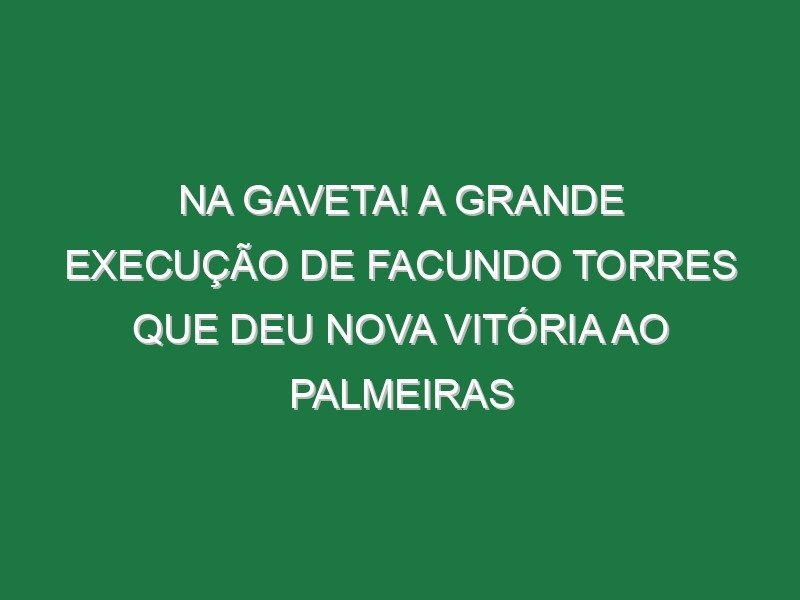 Na gaveta! A grande execução de Facundo Torres que deu nova vitória ao Palmeiras Na gaveta! A grande execução de Facundo Torres que deu nova vitória ao Palmeiras