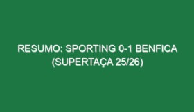 Resumo: Sporting 0-1 Benfica (Supertaça 25/26)