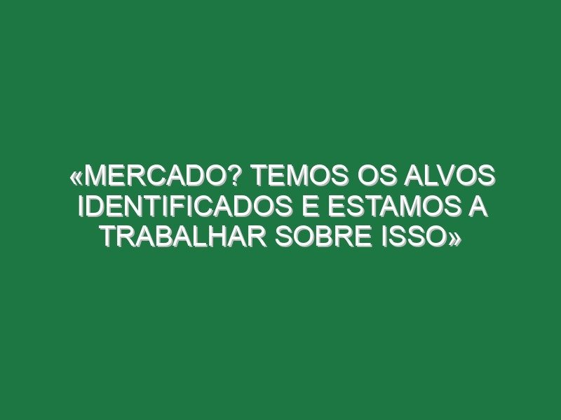 «Mercado? Temos os alvos identificados e estamos a trabalhar sobre isso»
