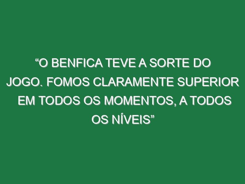 “O Benfica teve a sorte do jogo. Fomos claramente superior em todos os momentos, a todos os níveis”