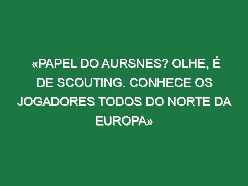 «Papel do Aursnes? Olhe, é de Scouting. Conhece os jogadores todos do Norte da Europa» «Papel do Aursnes? Olhe, é de Scouting. Conhece os jogadores todos do Norte da Europa»