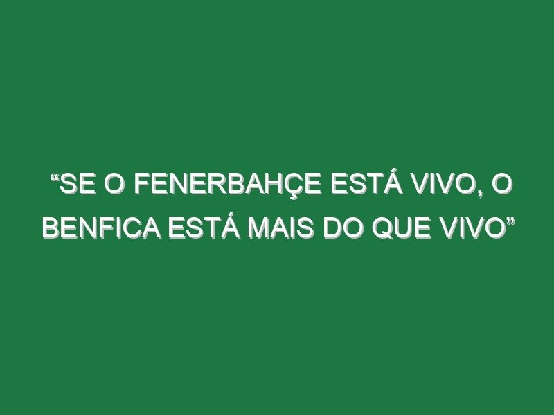 “Se o Fenerbahçe está vivo, o Benfica está mais do que vivo”