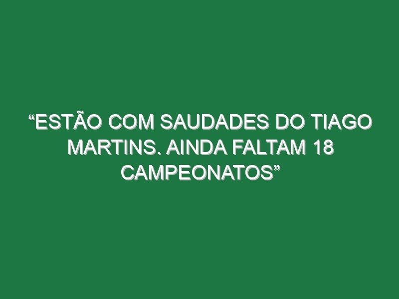 “Estão com saudades do Tiago Martins. Ainda faltam 18 campeonatos” “Estão com saudades do Tiago Martins. Ainda faltam 18 campeonatos”