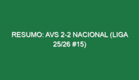 Resumo: AVS 2-2 Nacional (Liga 25/26 #15)